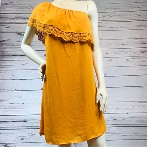 Yellow One Shoulder Daniel Rainn DR2 Dress Size S